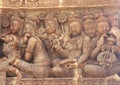 Details of sandstone carving on the wall of Angkor wat