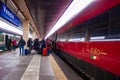 Details of the Santa Lucia station in Venice, the last stop for Venice. a bustle of passenger trains both tourists and people work