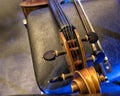 Violin on stage before a symphonic classical concert