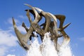 Details of seagull fountain in Cyprus and blue sky