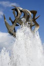 Details of seagull fountain in Cyprus and blue sky