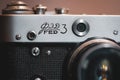 Details and shallow depth of field image selective focus with the F3 Ukrainian rangefinder vintage photo camera