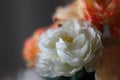 Details shot of the artificial colorful flowers in the bouquet. Royalty Free Stock Photo