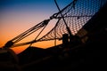 Details and silhouettes of the bow from an old sailing ship at s