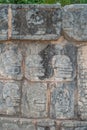 Details of skull engravings, on a Mayan temple, in the archaeological area of Chichen Itza