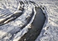 details of snow-covered road Royalty Free Stock Photo