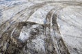 details of snow-covered road Royalty Free Stock Photo