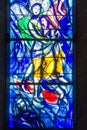 Details of the stained glass window of the Protestant church Fraumunster