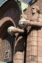 Details statues of Helsinki station facade Finland