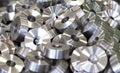 Details. Steel washers, rollers, bushings, after turning. Procurement in bulk. Royalty Free Stock Photo