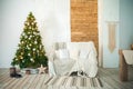 Details of still life in the home interior kitchen. Cozy autumn-winter concept. Beautiful apartment kitchen decorated for Christma