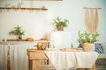 Details of still life in the home interior kitchen. Cozy autumn-winter concept. Beautiful apartment kitchen decorated for Christma