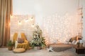 Details of still life in the home interior living room, bedroom. Cozy autumn-winter concept. Beautiful apartment decorated for Chr