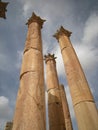 Details of stone columns in Jerash, Jordan Royalty Free Stock Photo