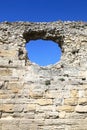 Details of stone fortress wall in Chersonesos Royalty Free Stock Photo