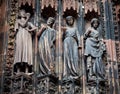 Details of the Strasbourg Cathedral. Architectural and sculptural elements of the facade and tower