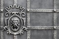 Details, structure and ornaments of forged iron gate. Decorative