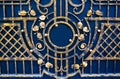 details of structure and ornaments of wrought iron fence and gate Royalty Free Stock Photo
