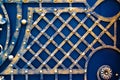 details of structure and ornaments of wrought iron fence and gate Royalty Free Stock Photo