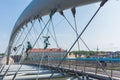 Details of the structure and the sculptures in the Lovers Bridge over the Vistula River in Krakow, Poland.