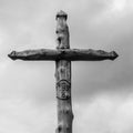 Details of Summit Cross of Mount Vordere Ziegspitz, 1815 m in Ammergauer Alps, in Garmisch-Partenkirchen, Upper Bavaria, Germany