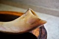 Details of the tip of the antelope horn shofar