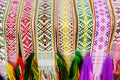 Details of a traditional colorful Lithuanian weave. Woven belts as a part of national Lithuanian costume. Royalty Free Stock Photo