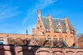 Details of traditional medieval house exterior against blue sky in Brugge, Belguim Royalty Free Stock Photo
