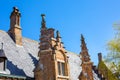 Details of traditional medieval house exterior against blue sky in Brugge, Belguim Royalty Free Stock Photo