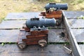 Details of two signal cannons Royalty Free Stock Photo