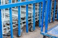 Shopping carts in the parking lot. Royalty Free Stock Photo