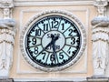View of the interesting Clock on the old building, in Italy Royalty Free Stock Photo
