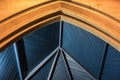 Details view of the interior of the wooden roof line of an old English Church. Royalty Free Stock Photo