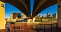 Details of Wabash St bridge and downtown St Paul over Mississippi river Royalty Free Stock Photo