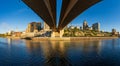 Details of Wabash St bridge and downtown St Paul over Mississippi river Royalty Free Stock Photo