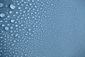 Details of water droplets, moisture condensation, hot water vapor condensation on a neutral background close-up