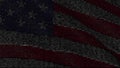 Details of waving American flag made of text symbols. Conceptual 3D rendering Royalty Free Stock Photo