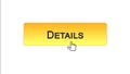 Details web interface button clicked with mouse cursor, orange color, analysis Royalty Free Stock Photo