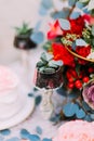 Details of wedding table decoration close up Royalty Free Stock Photo