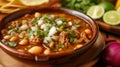 Details wiht the Mexican pozole dish. AI generated