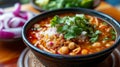 Details wiht the Mexican pozole dish. AI generated
