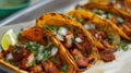 Details wiht the Mexican tacos al pastor dish. AI generated