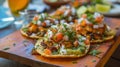 Details wiht the Mexican tostadas dish. AI generated