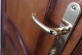 Details of wooden door handle Royalty Free Stock Photo