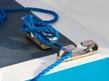 Details of yacht sailboat boat rope cleat