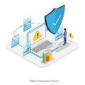 Detect Insurance Fraud Isometric Square Vector Icon