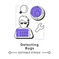 Detecting bugs modern linear concept icon Royalty Free Stock Photo