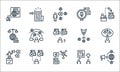 detecting fake news line icons. linear set. quality vector line set such as propaganda, share, fake news, guru, censor, moral,