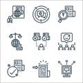 detecting fake news line icons. linear set. quality vector line set such as channel, headline, news, worry, censor, moral, Royalty Free Stock Photo