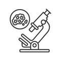 Detection of cancer cells by analysis line black icon. Oncology medical research concept